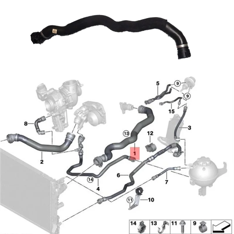 Wąż chłodzenia silnika 17128573233 do BMW G11 G12 G30 G31 520D Ed 520Dx 525D 725D Część zamienna do chłodnicy