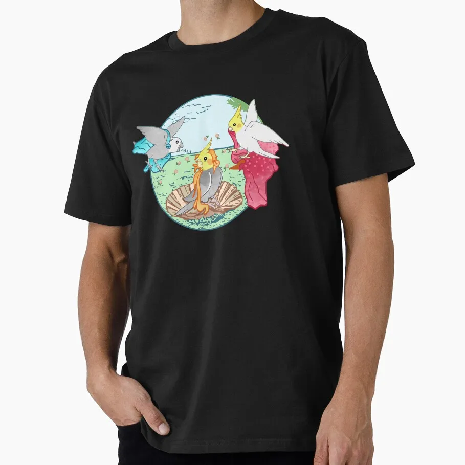 Birth Of Birb - cockatiel Funny Parrot Gift T-Shirt for Birds Lover Short Sleeve Graphic Clothes All Size Tee S-6XL