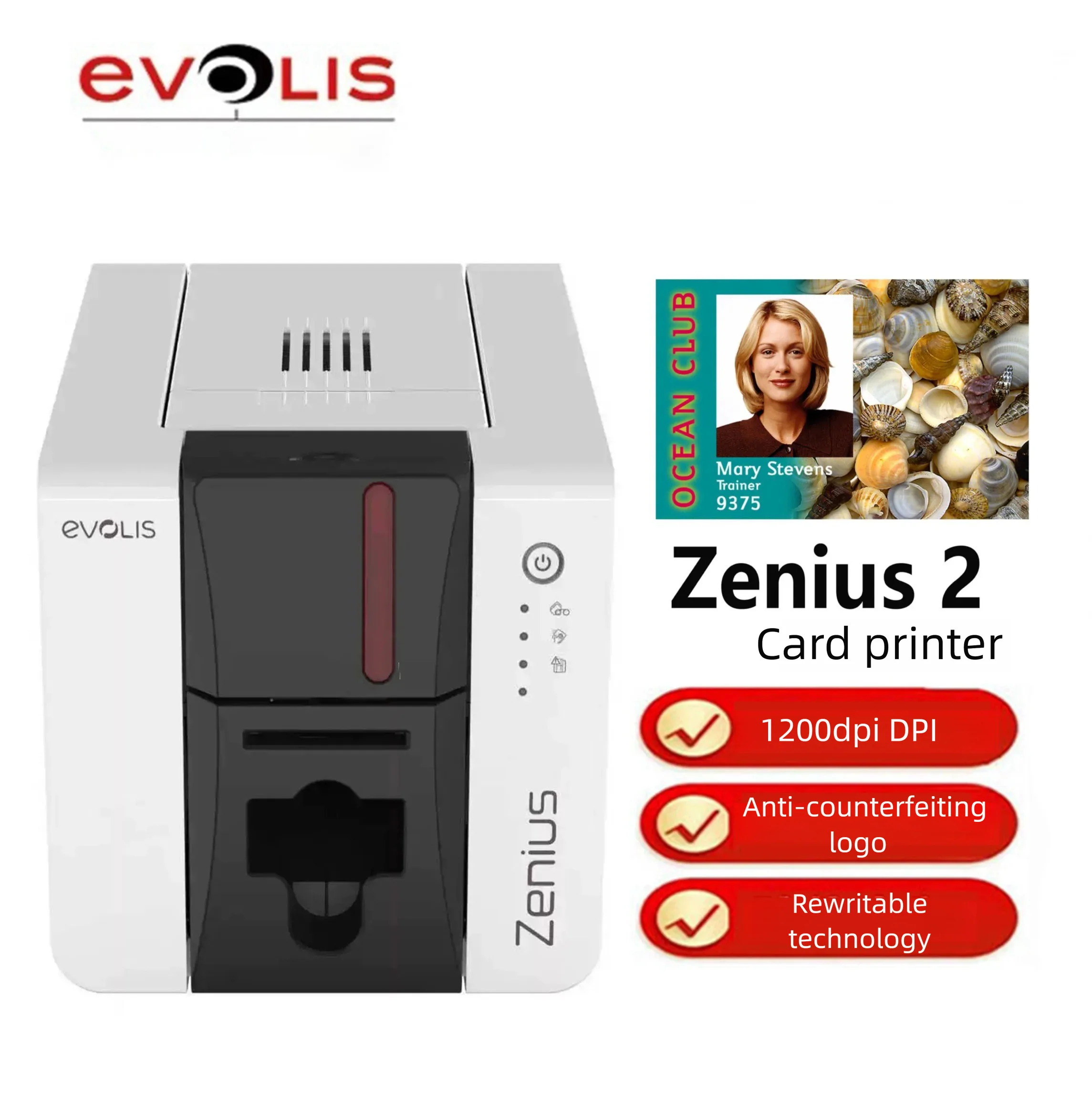 الأصلي Evolis Zenius سطح المكتب طابعة بطاقات PVC معرف آلة طباعة ملونة التسامي الوصول شارة IC صور Vip بطاقات قابلة لإعادة الكتابة