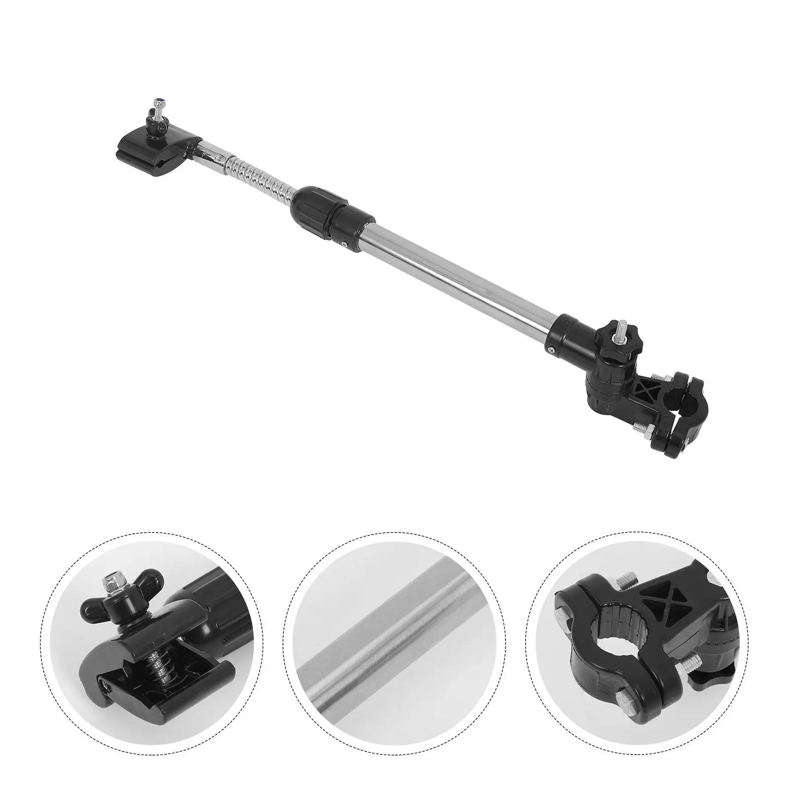 

Umbrella Holder for Stroller Adjustable Clamp 25Mm Dia Baby Stroller Attachment Stable Rotatable Clip on Wheelchair Bicycle