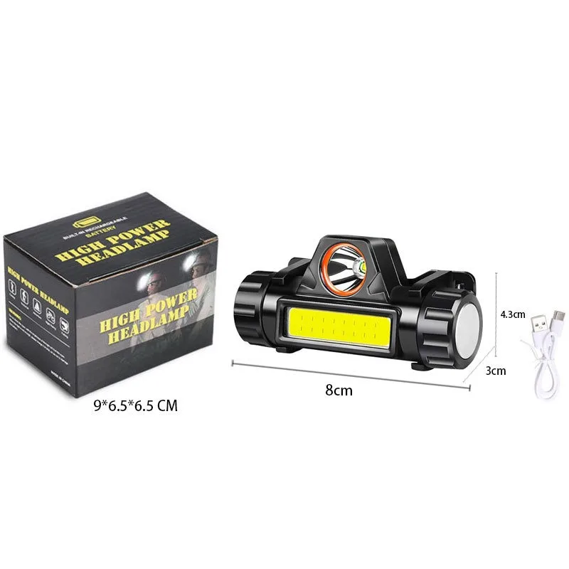 Headlamp: High-Brightness Head-Mounted Light for Night Fishing, Rechargeable, Waterproof LED Outdoor Mini Mining Light