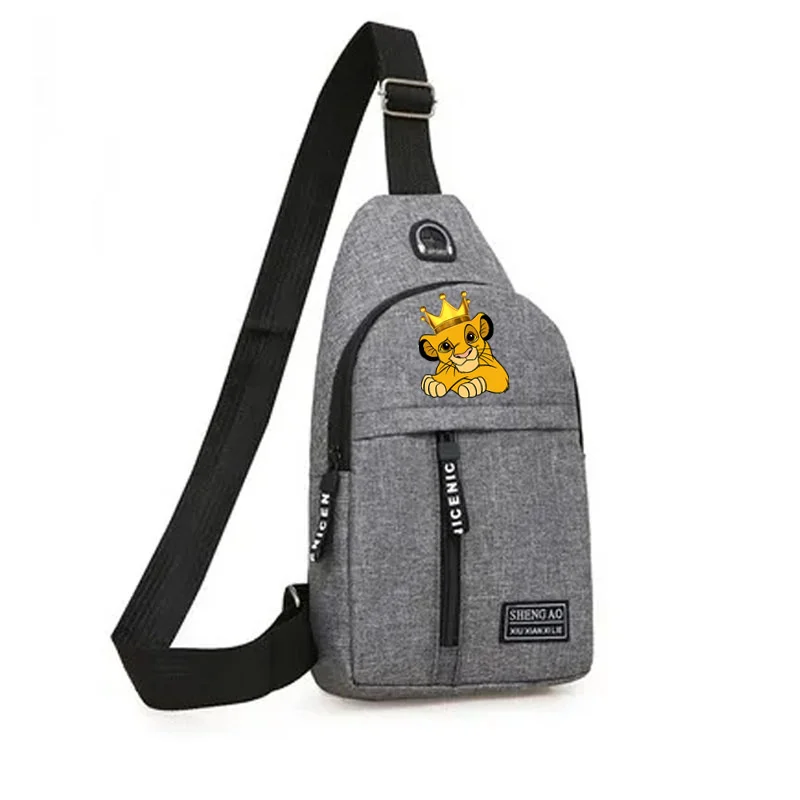 2024 Disney Lion King Men's Chest Bags Casual Oxford Cloth Crossbody Bag New Trend Male Chest Bag Sport Portable Shoulder Bag