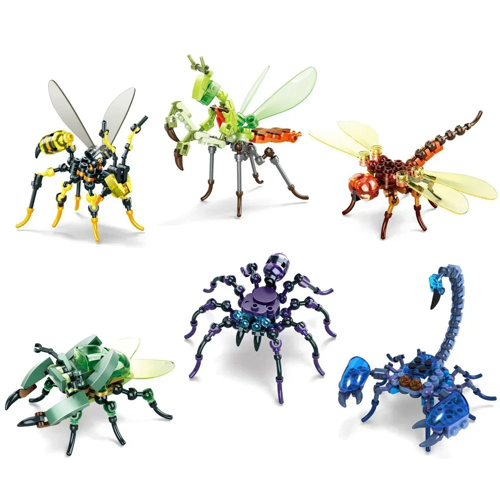 

Farm Vegetable Garden Animals Insect Scorpion Mantis Honeybee Ants Spider Accessories Building Block Bricks Toys For Children