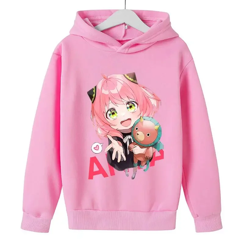 SPY X FAMILY Anya Forger Cute Girls Hoodies Cartoon Printed Kids Sweatshirt Hoodies Children\'s Clothing Girls Spring Autumn Coat