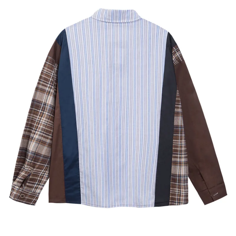 Рубашка с длинными рукавами в контрастную полоску в американском стиле для мужчин и женщин весной, свободная и повседневная, универсальная для пар.