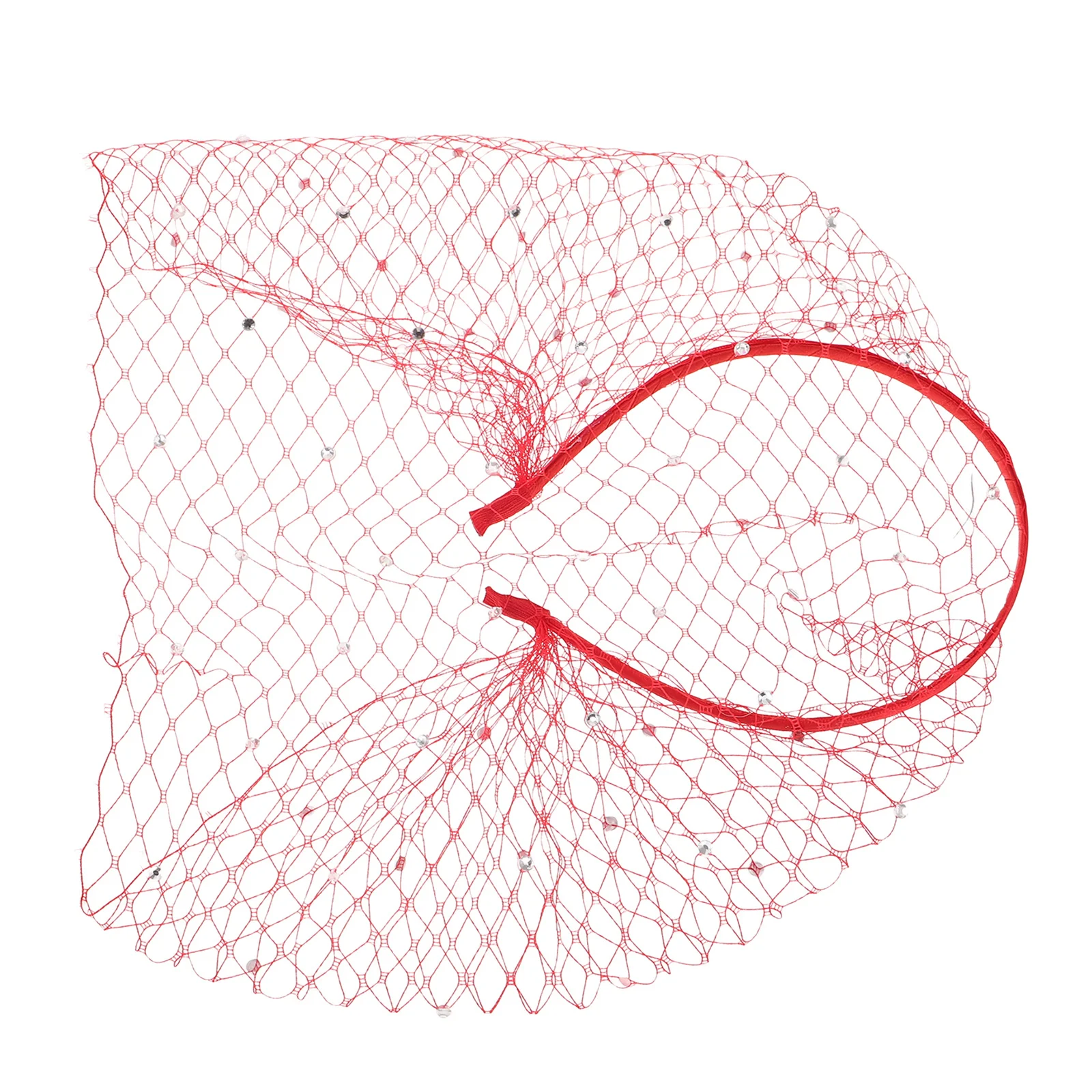 

Red Mesh Birdcage Veil Headband Vintage 1920S Flapper Fascinator for Wedding Bridal Shower Party Race Day Elegant Headpiece with