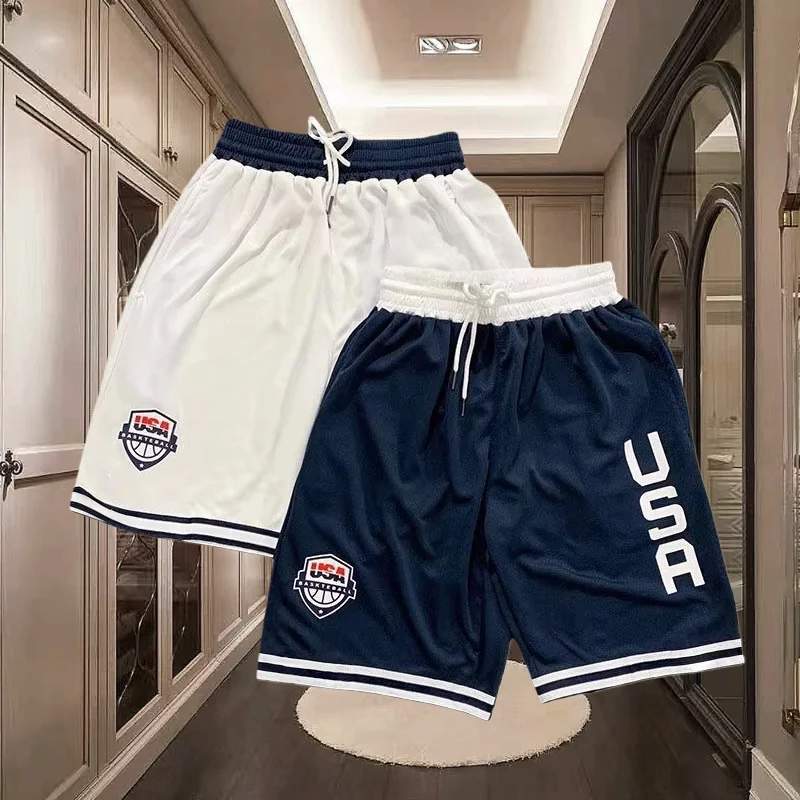 

2026 США баскетбольные шорты для бега мужские и женские высококачественные шорты с эластичной резинкой на талии 2 цвета спортивная одежда тренировочные шорты