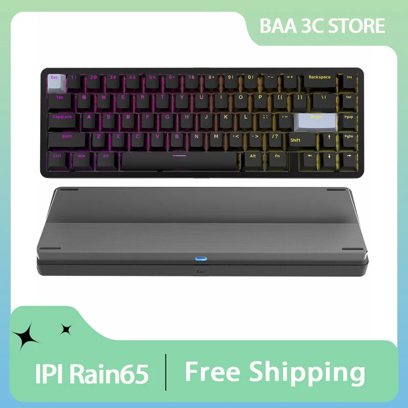 

IPI Rain65 Magnetic Switch Mechanical Keyboard Three Mode Aluminium Alloy Customized RGB Hot Swap Esports PC Gaming Keyboard