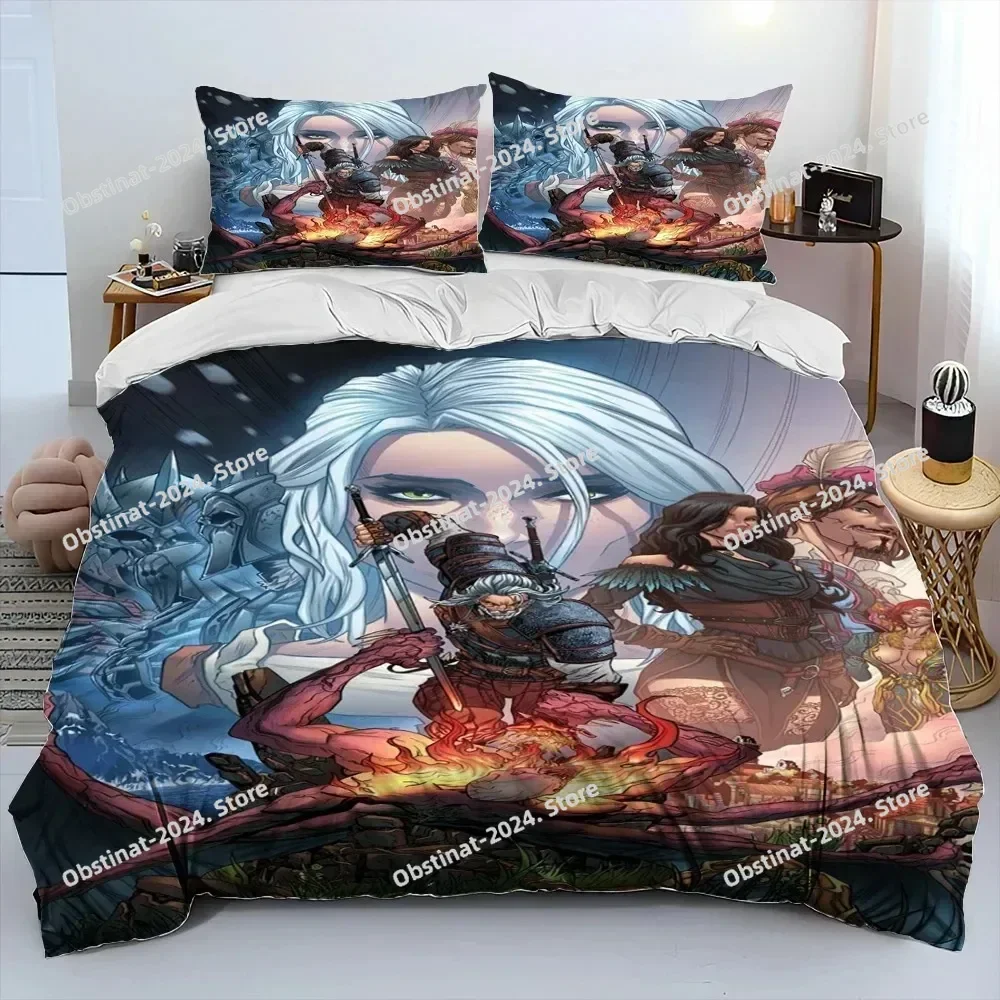 3D The W-Witcher Game Gamer cartoon Comforter Bedding Set,Duvet Cover Bed Set Quilt Cover Pillowcase,king Queen Size Bedding Set