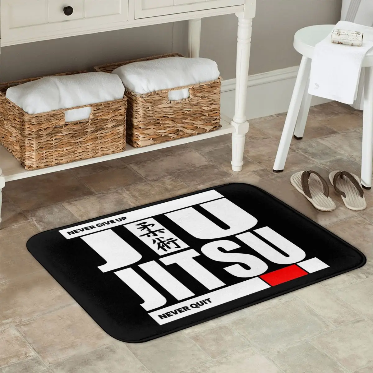 Jiu Jitsu - Never Give Up Never Quit Anti-slip Doormat Floor Mat Carpet Rug for Kitchen  Home Bathroom Living room Footpad Mats