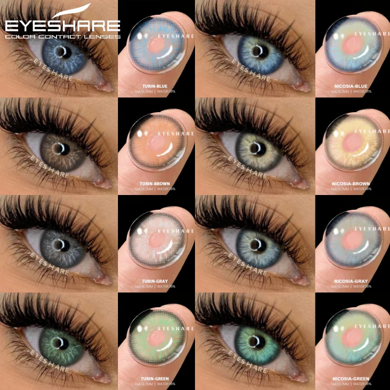 EYESHARE 2pcs Natural Colored Contact Lens for Eyes Gray Pupils Lens Blue Eye Contacts Yearly Beauty Makeup Green Eye Contacts