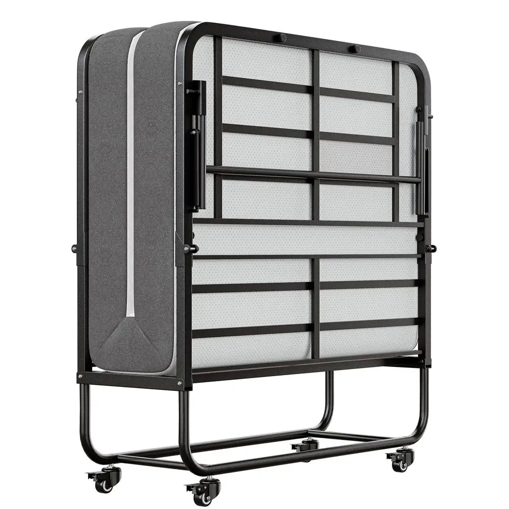 Zwillings-Klappbett mit Matratze, 75 x 38 cm, faltbares Gästebett, tragbares Rollbett mit 5 cm Memory-Schaum-Matratze, platzsparend und stabil