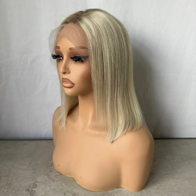 

FActory Stock 180% Плотность Кружевной Топ Парик Ombre Блондинка Цветной Прямой 13X4 Парик Фронта Шнурка Человеческих Волос Парики Для Женщин Боб Парики