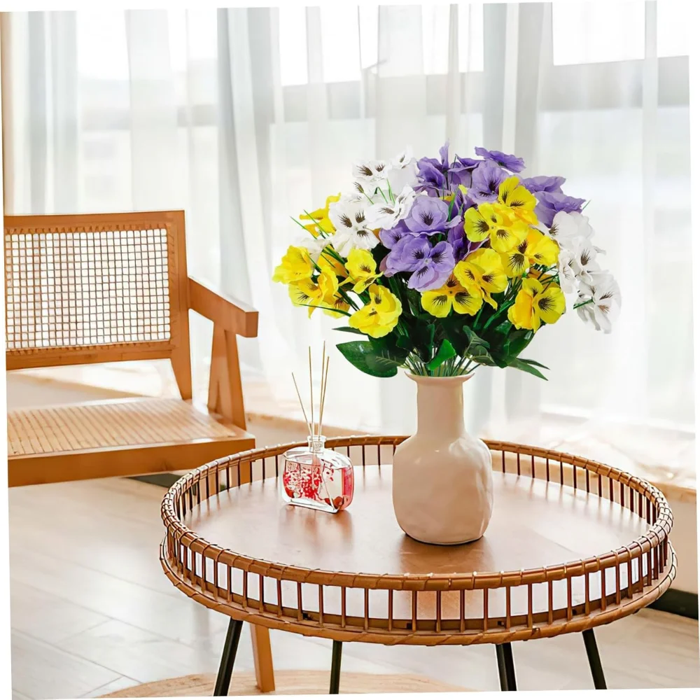 Artificial Pansies for Outdoors 6 Bundles 14in Fake Flowers DIY Faux Flowers 10 Flowers Realistic Artificial Flowers for Garden