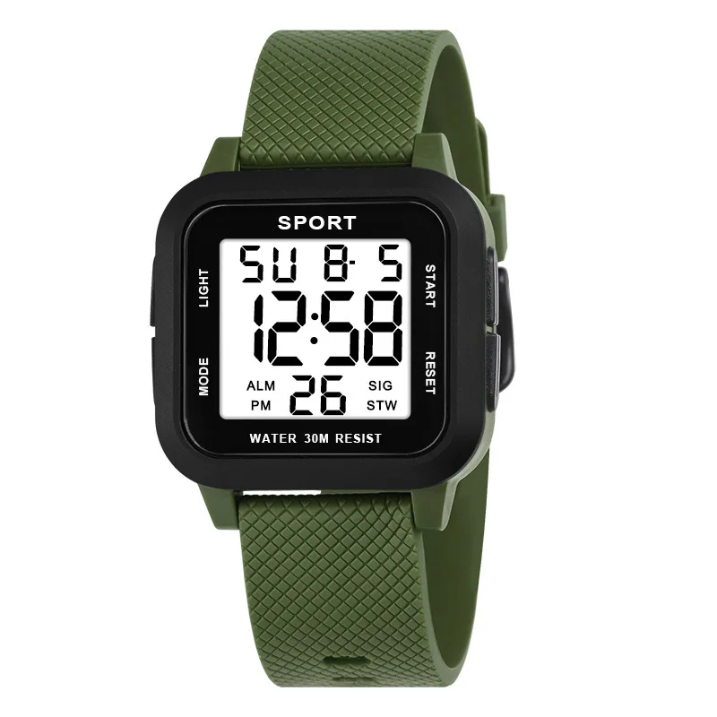 Men's Retro Square Digital Watch, Multifunctional