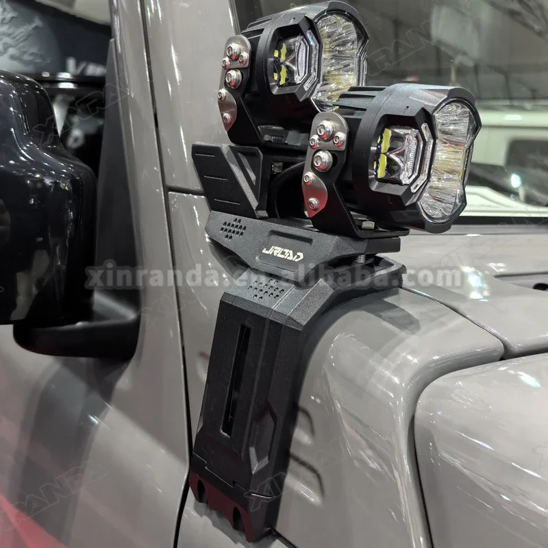 Aluminum A-Pillar Light Bracket Kit, 4 LED Lights Double Brackets for Suzuki Jimny JB64 JB74 2018-2021 3-Door 5-Door, Off-Road view 3