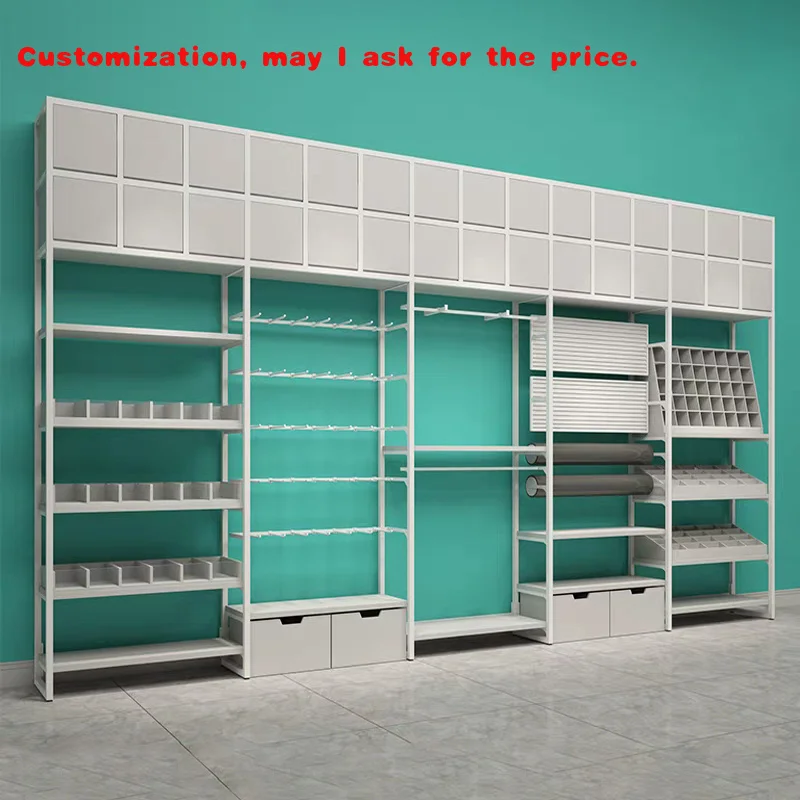 

custom.Customized Heavy-Duty Metal Cosmetics Display Rack Wood Boutique Store Display Stand Clothing Jewelry Showcase Superm