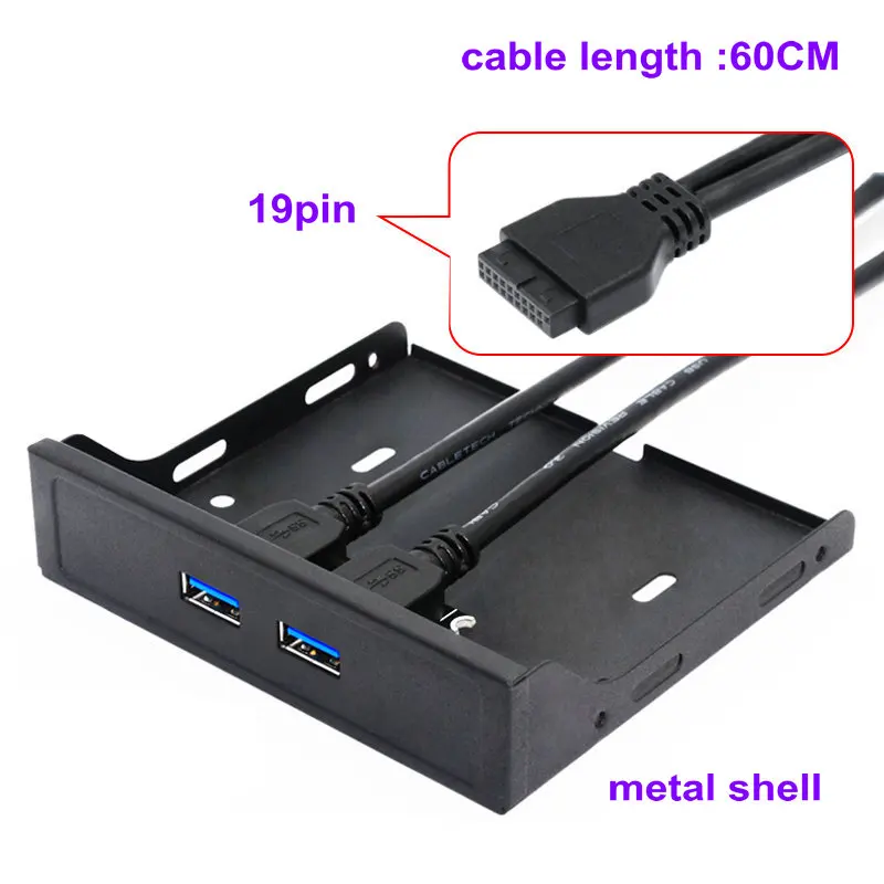 19Pin 2 Port USB 3.0 Hub USB3.0 Front Panel Cable Adapter Plastic Bracket for PC Desktop 3.5 Inch Floppy Disk Drive Bay