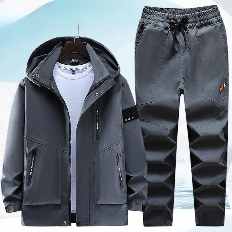 بدلة عمل مقاومة للرياح لعام 2025 للرجال، مجموعة سراويل سترة مرنة طاردة للماء، ملابس كاجوال مقاومة للاهتراء في الهواء الطلق #3