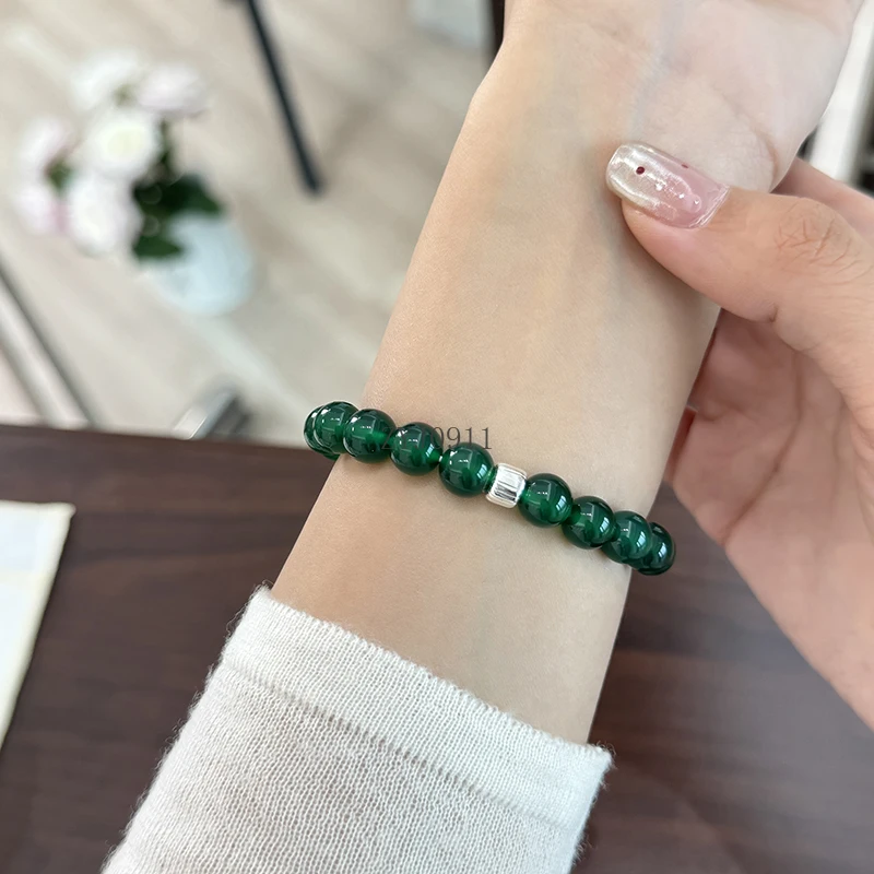 جديد الصينية تبييض مزاجه العقيق الأخضر الفضة الاسترليني سوار ضوء فاخر رائعة المتخصصة سوار على الطراز الوطني