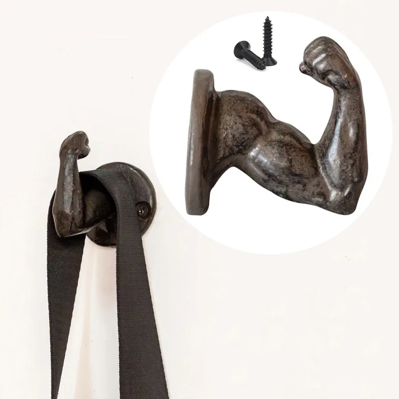 Creative Arm Shape Wall Mount Decorative Hooks Cast Iron Retro Clothes Coat Hats Towel Hanger Shelf For Kitchen Home Decoration