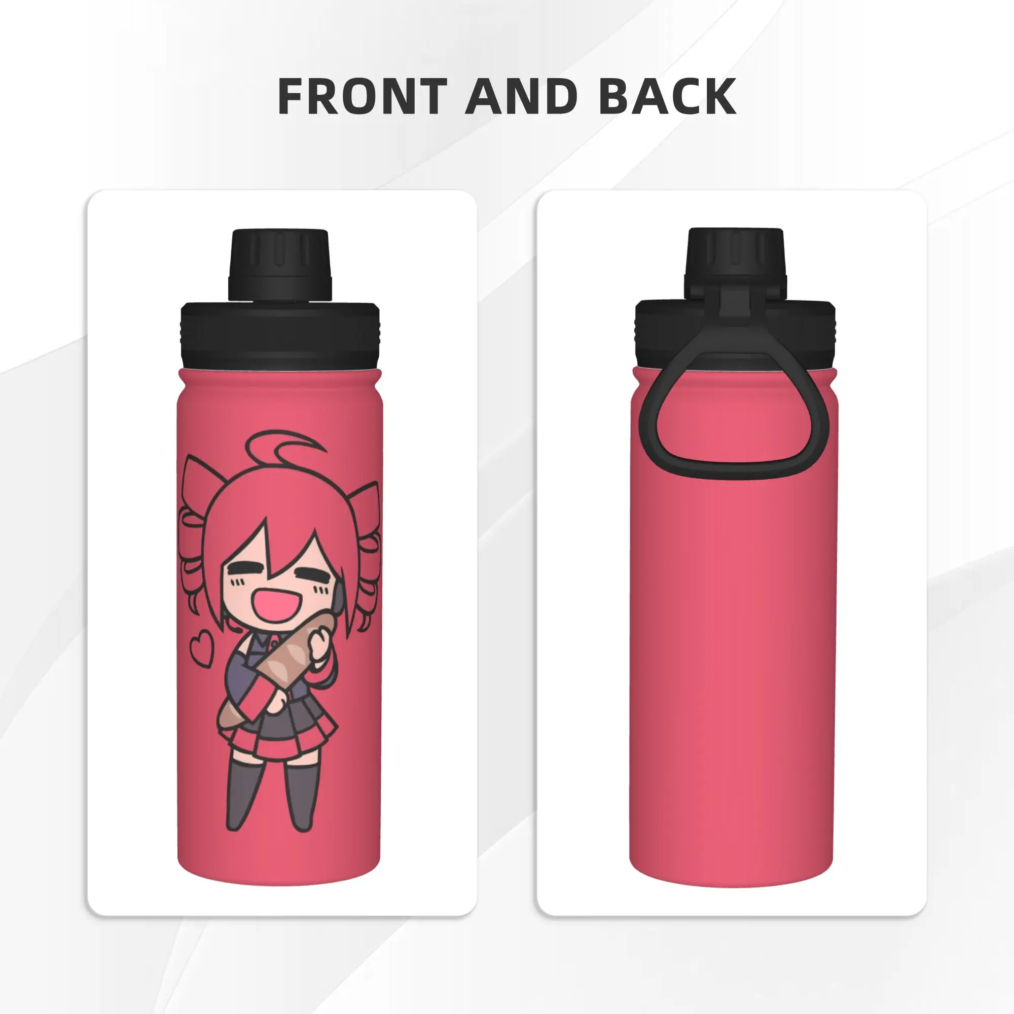 Kasanes Tetos Loves Bread Chibi 18OZ Sports Insulated Kettle  Thermal Cup Stainless Steel Smoothie Tea Mug Water Bottle