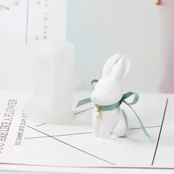 3d Easter Bunny Rabbit Silicone Candle Mold Diy Aroma Diffuser Gypsum Epoxy Resin Fondant Cake Mousse Cookie Making Kitchen Tool