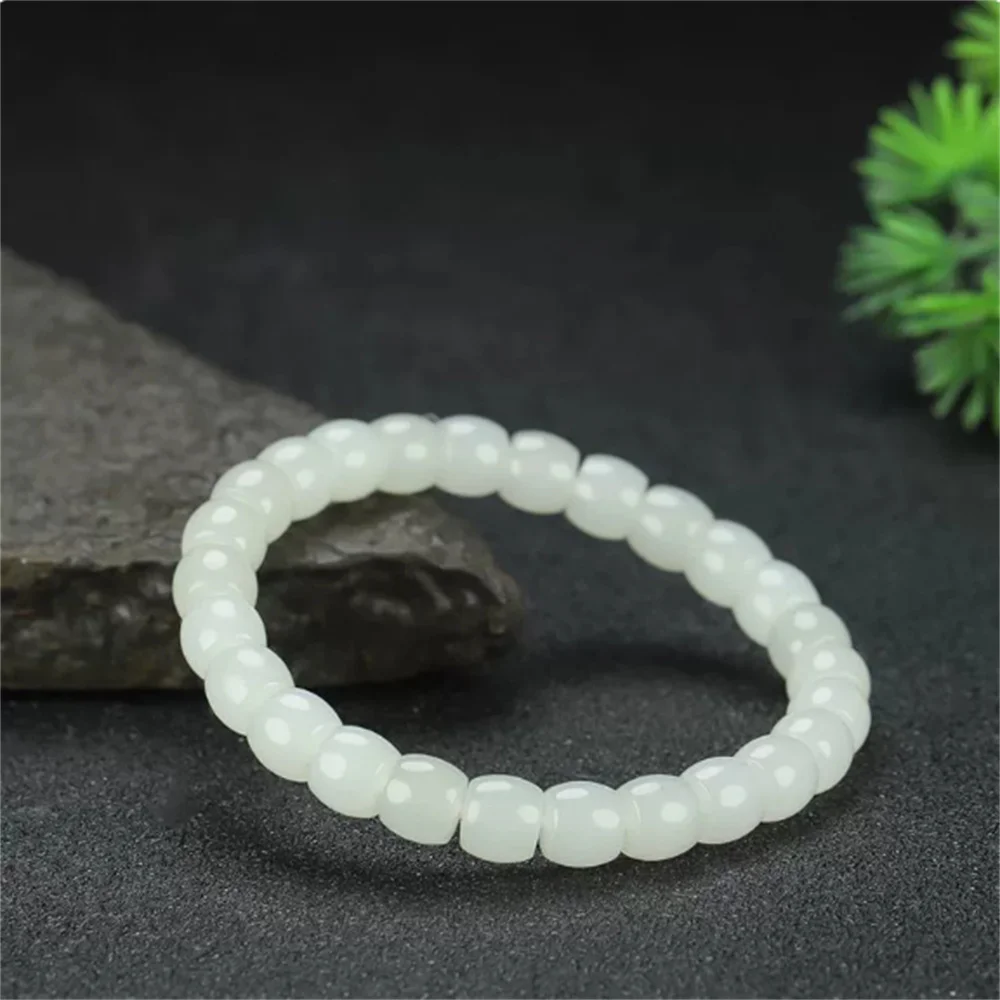 

Hetian jade factory store natural Hetian jade Qinghai material old material ice clear water straight cut bracelet white jade old