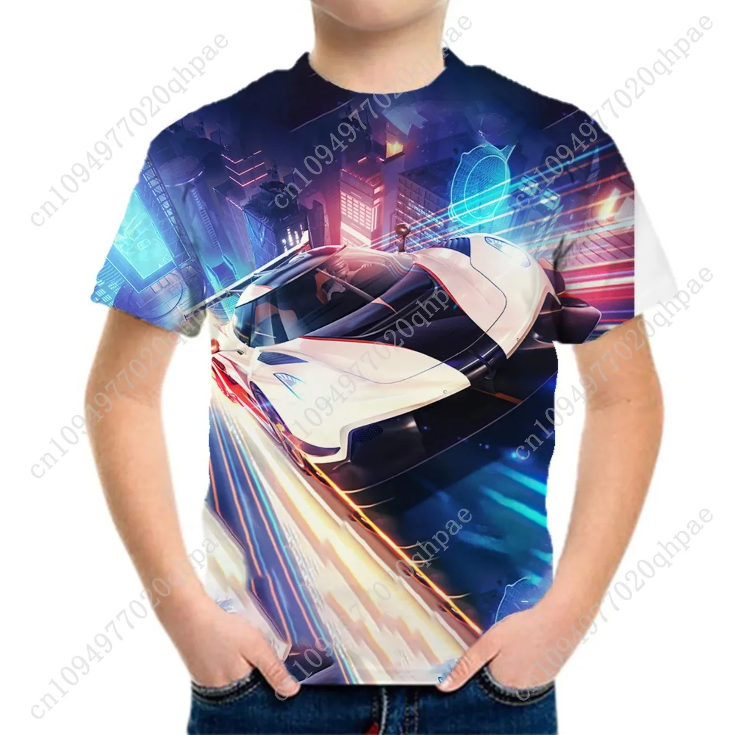 أطفال ملابس الأولاد الأرجواني كول سباق السيارات تي شيرت الرسومات التي شيرت الصيف الأطفال تي شيرت الملابس المراهقين بلايز الكورية الأسود