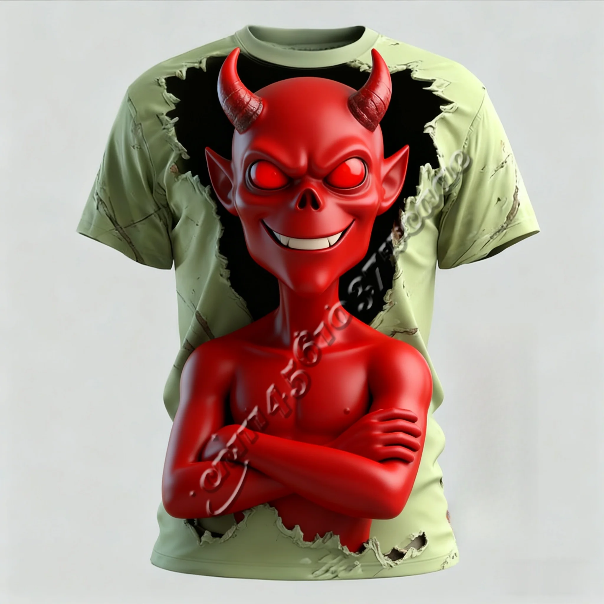 Halloween 3D Tear‑Cloth Visual  T‑Shirt Demon Egyptian Pharaoh Cyber Mummy Vampire Pirate Skull Zombie Bride Top FamilyMatching