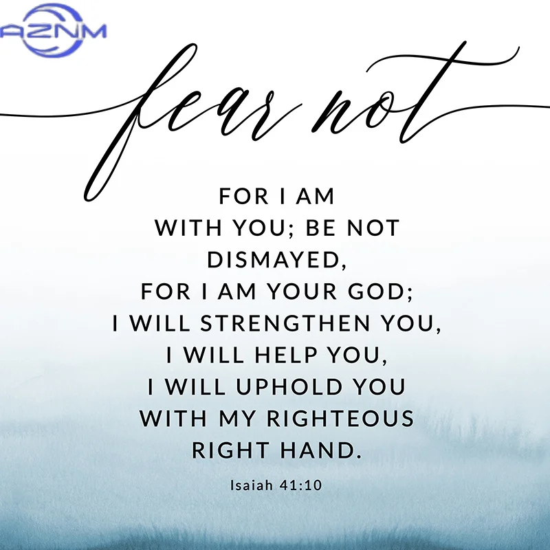 Bible Verse Isaiah 41:10 Fear Not Quote Canvas Painting Print Christian Wall Decorative Picture Blue Scripture Poster Home Decor