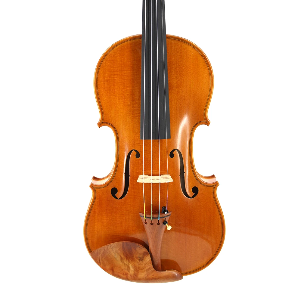 High Grade 4/4 Full Size Natural Flamed Acoustic Violin Premium Solid Wood Stringed Musical Instrument For Professionals