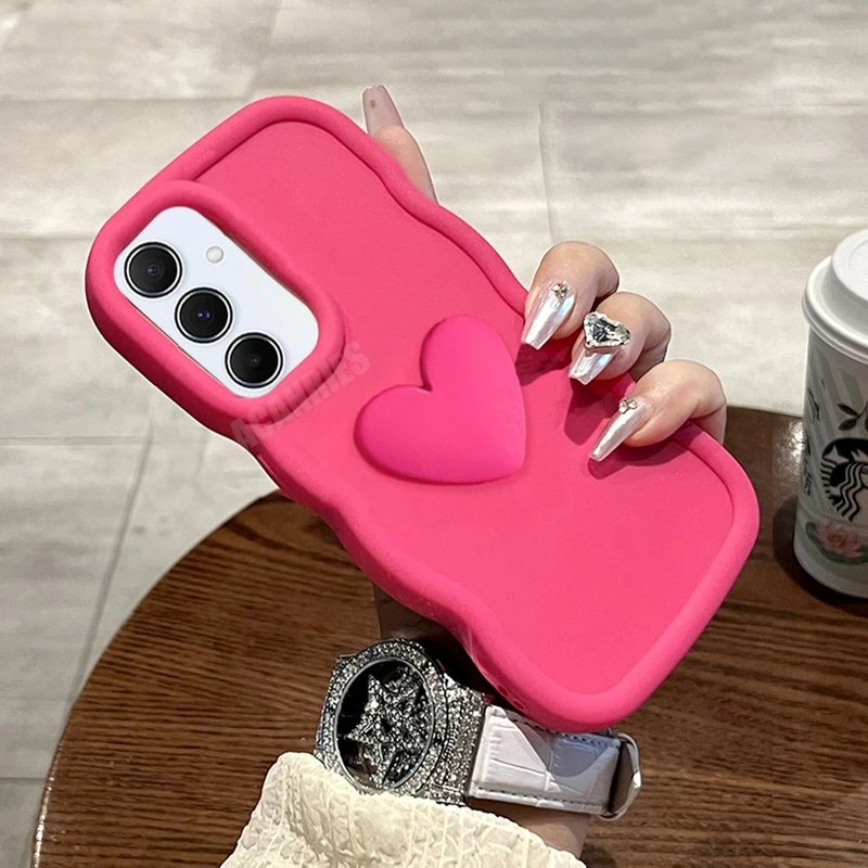 A 54 34 14 15 25 35 55 Love Heart Candy Wavy Silicone Case For Samsung Galaxy A54 A34 A14 A24 A15 A25 A35 A55 5g A05s Soft Cover