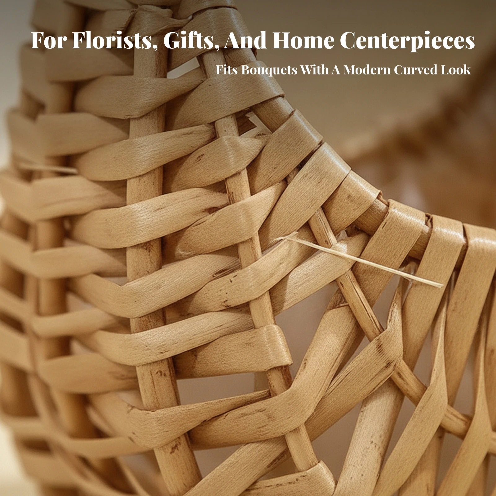 Crescent Flower Basket Compact Flower Basket with Handle Small Rustic for Florists, Floral Arrangements, Weddings