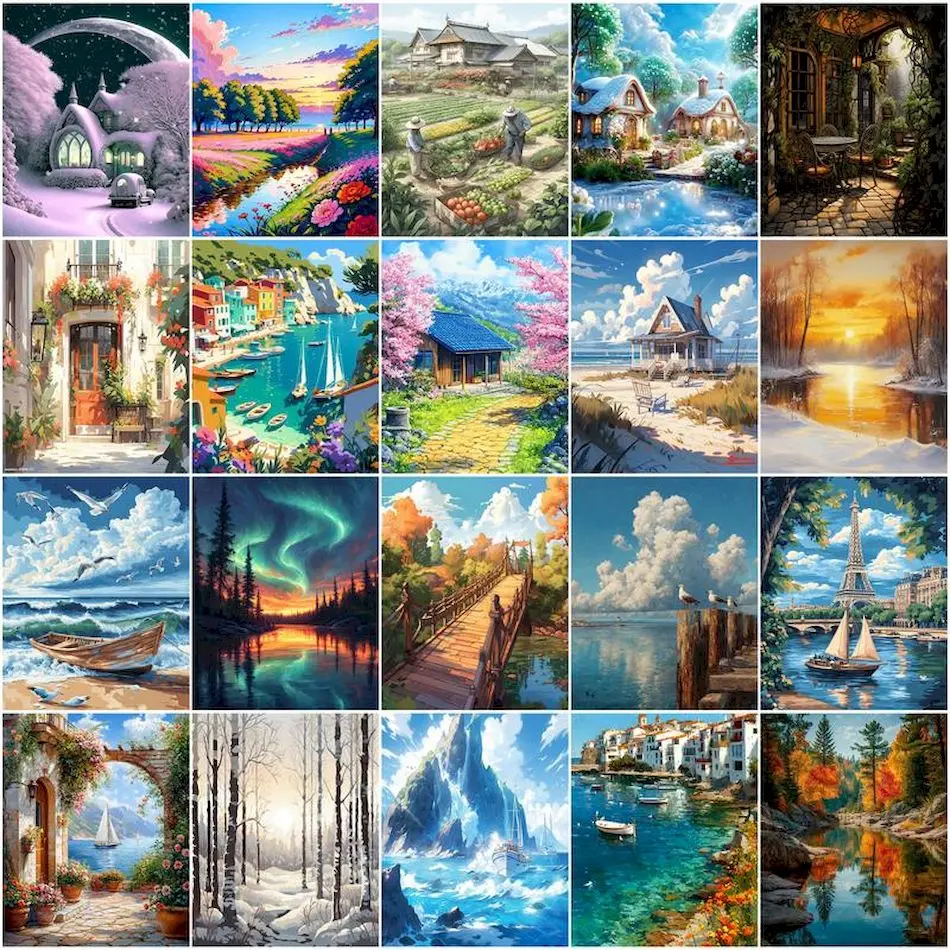 

GATYZTORY Painting By Numbers Acrylic Arts And Crafts Landscape Canvases For Paint Handmade Adults Crafts Kits Home Decor Items