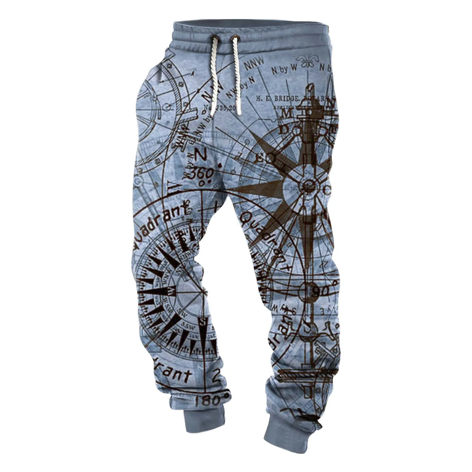 Autumn And Winter Men's 3D Printed Pattern Casual Fashion Personality Bunched Feet Long Sweatpants Little Boy