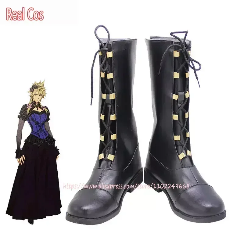 

RealCos женская обувь для косплея Cloud Strife, игра FF7, реквизит для косплея, обувь из искусственной кожи, карнавальные ботинки на Хэллоуин, индивидуальный заказ