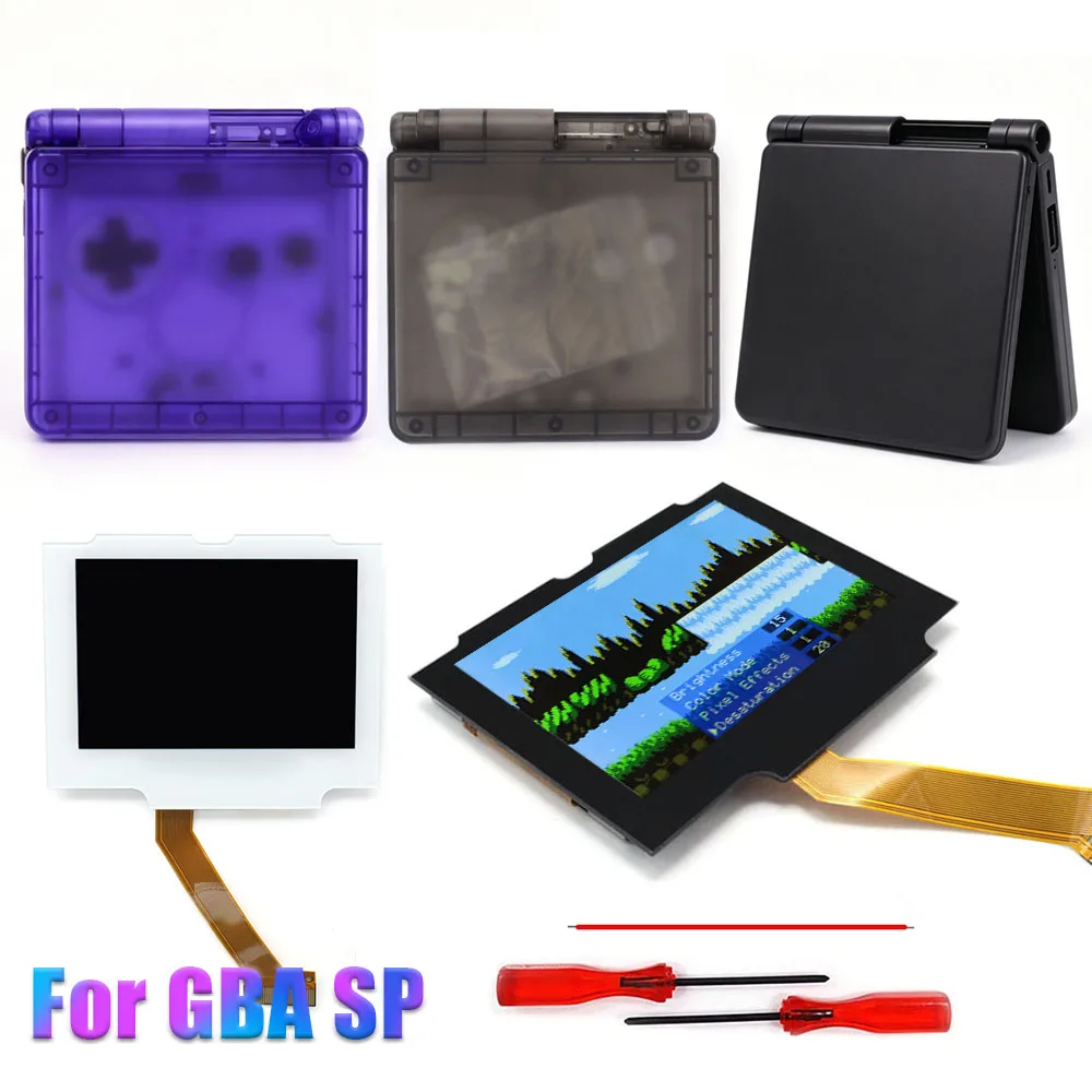 

HISPEEDIDO 720x480 Pre Laminated For GBA SP IPS V5 Screen Kits with Shell Housing High Brightness Backlight LCD Easy to Install