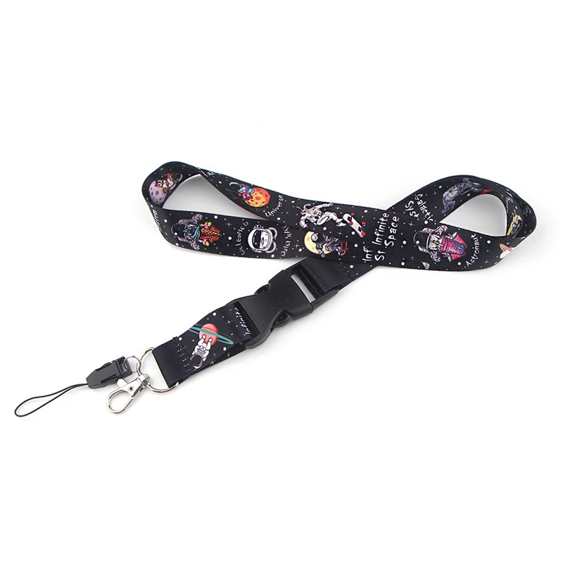 Imagem -05 - Astronauta Space And Planet Key Lanyard para Crianças Chaveiro do Carro Cartão de Identificação Passe Ginásio Emblema do Telefone Suporte do Anel Jóias Acessórios Decoração