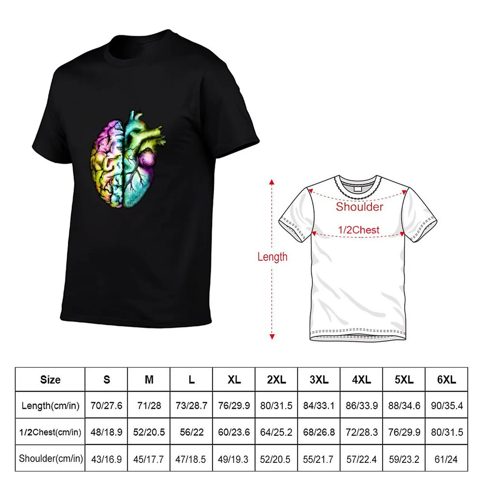 Right balance between brain and heart, colorful, rainbow, multicolored, mental health T-Shirt Big and Tall Short Sleeve Tee