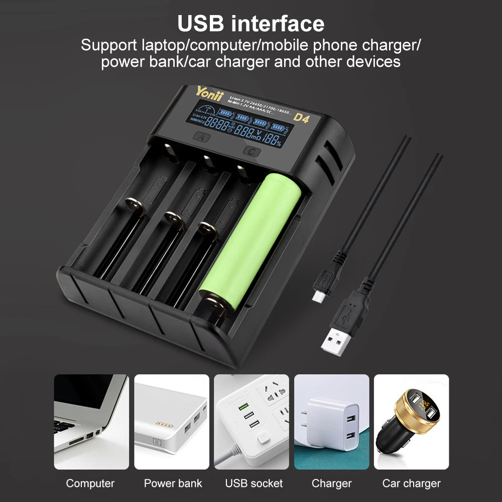 18650 Battery Charger Case Fast Charging Case for NiMH NiCd Li-ion 26650 18650 21700 18500 AA AAA Lithium Battery Charger Box