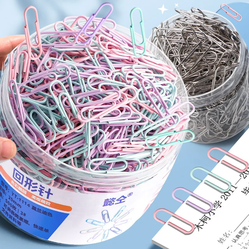 

160 pcs Color paper clips office supplies paper clip large file bookmark paper clip organizer stationery stainless steel