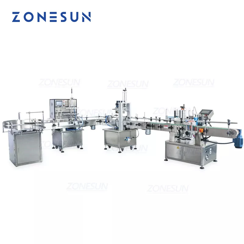 ZONESUN Automatische Produktion linie Runde Kunststoff Flasche Etikettierer Flüssigkeit Getränke Füllung Kennzeichnung und Capping Maschine
