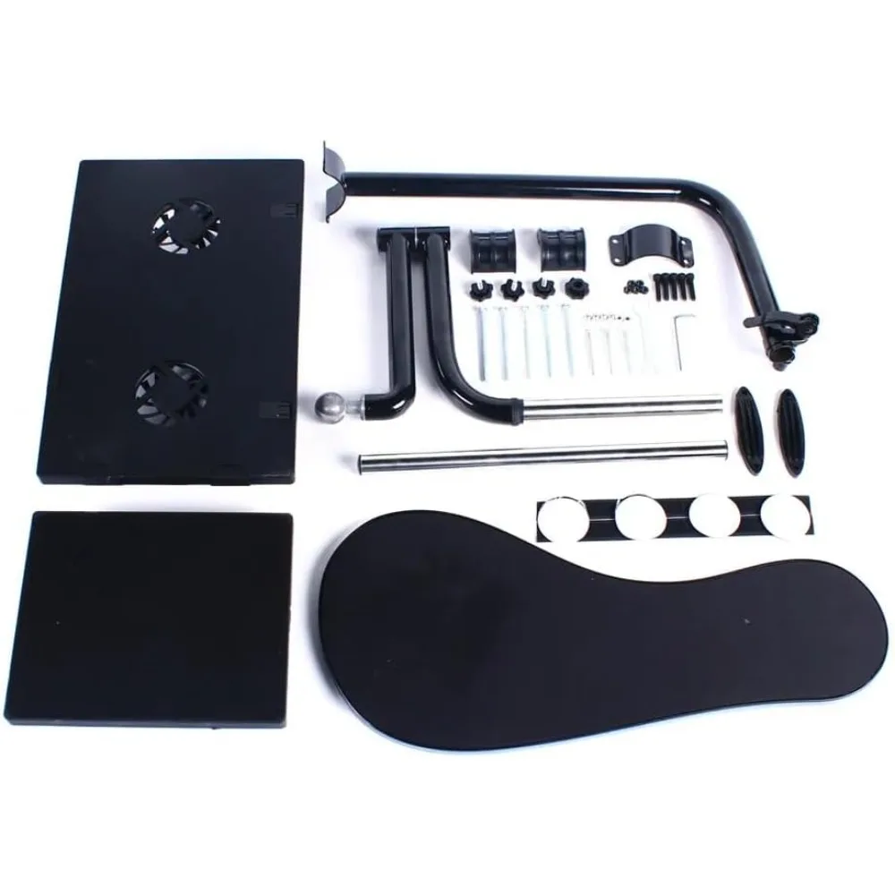 Verstellbarer Laptop-Halter, Tastaturhalterung, schwarzer Stuhl, Tastaturfach, Tastaturplattform, Armlehnenregal für Zuhause oder Büro – Detail 2