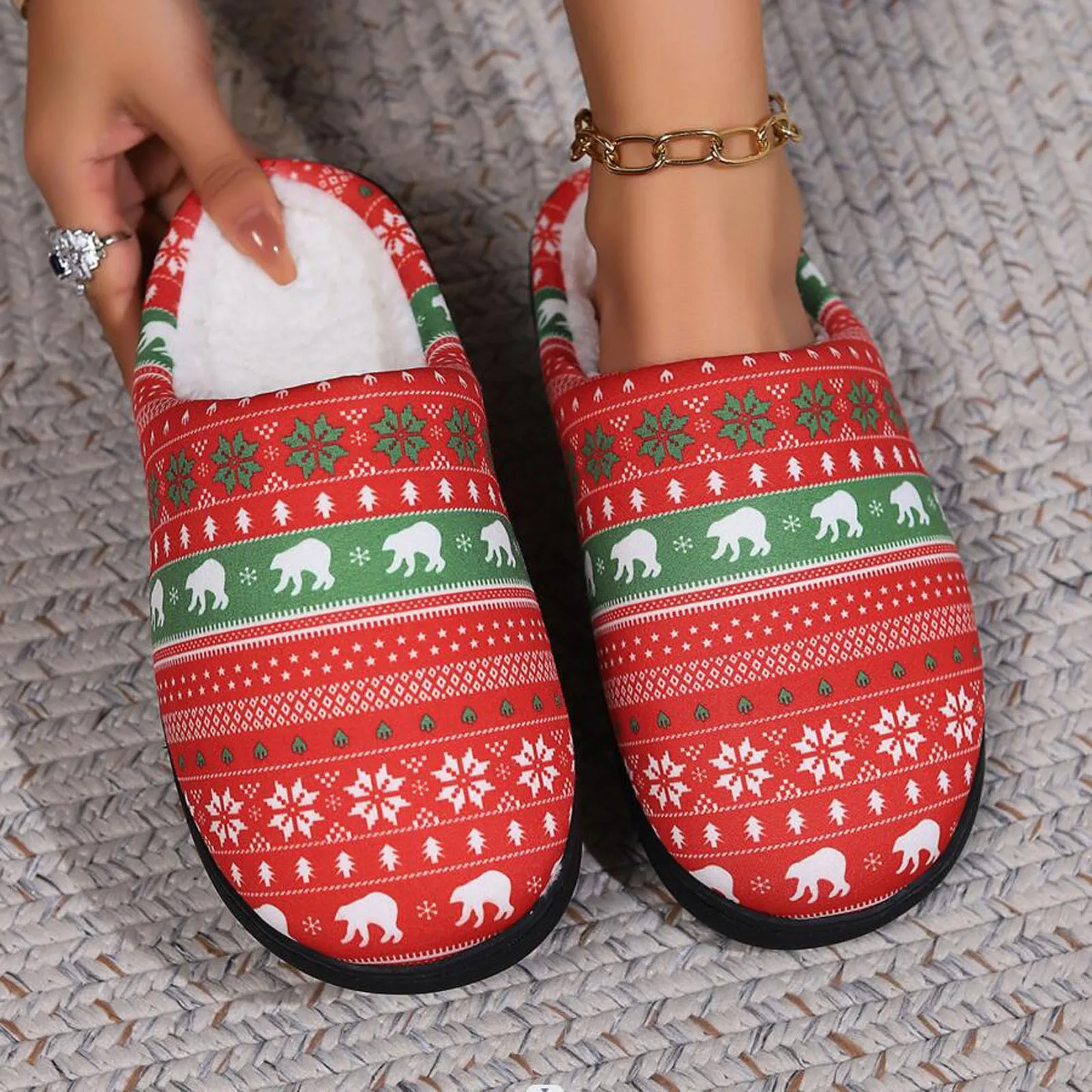 Slippers for Women Indoor Couples Winter Christmas Home Warm Non Slip Cotton Drag  Women Fashion Thick Bottom Women S Slippers