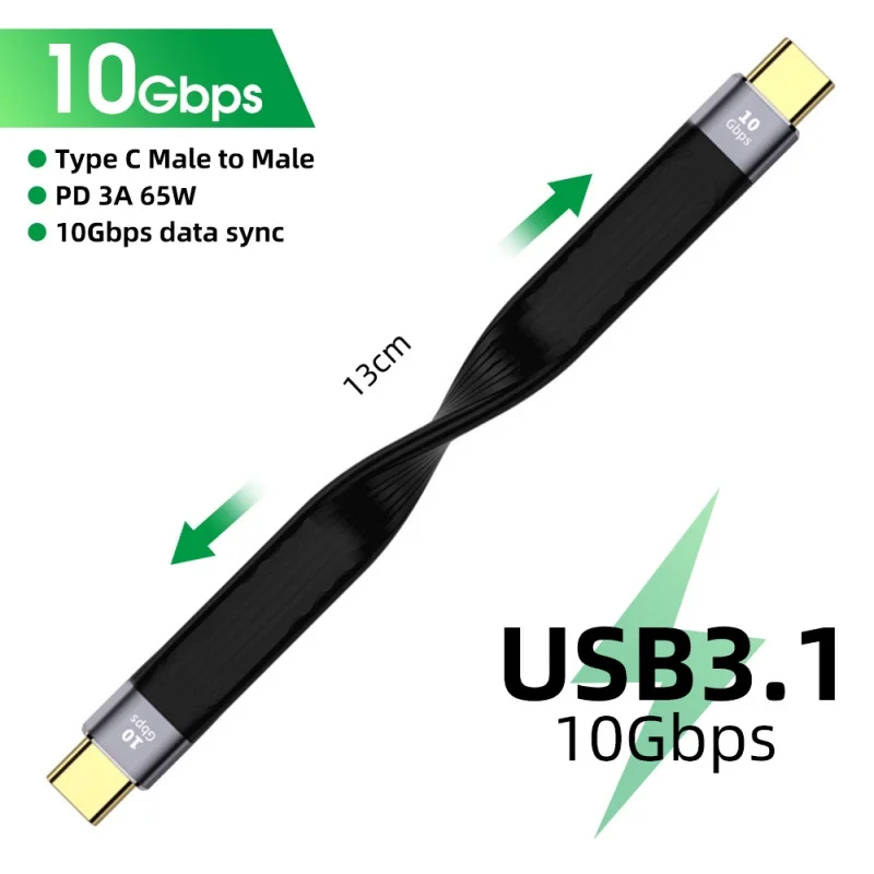 Thunderbolt 4 Tipo-C Cabo de Extensão, USB 4, Alta Velocidade de Transferência de Dados, Macho para Macho, 40Gbps, 10Gbps, 20V, 100W, Carregamento