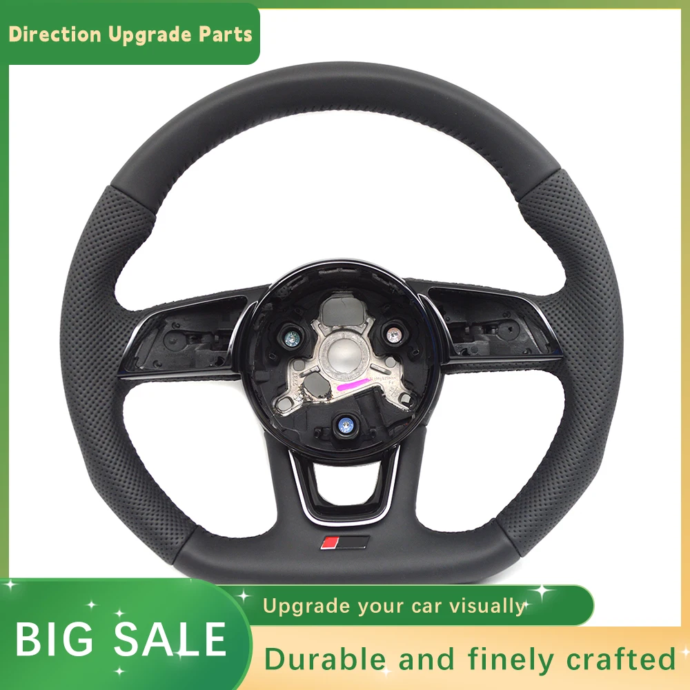 

Многофункциональное кожаное полуперфорированное Спортивное Рулевое колесо с плоским дном для Audi A4 B9 2017-2024