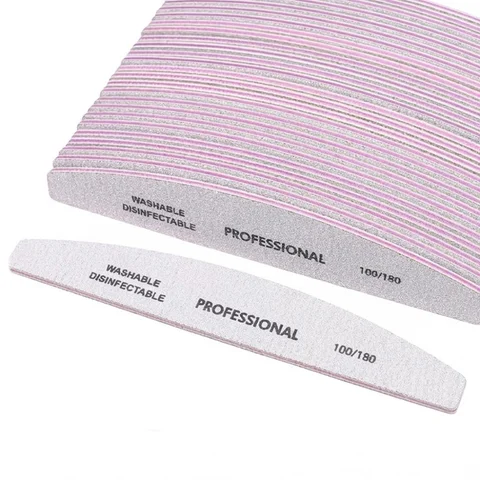 25/50PCS Professional Nail Files 100 180 EVA Half Moon Thickened Nail Files Sandpaper For Nails Manicure Salon Tool Set