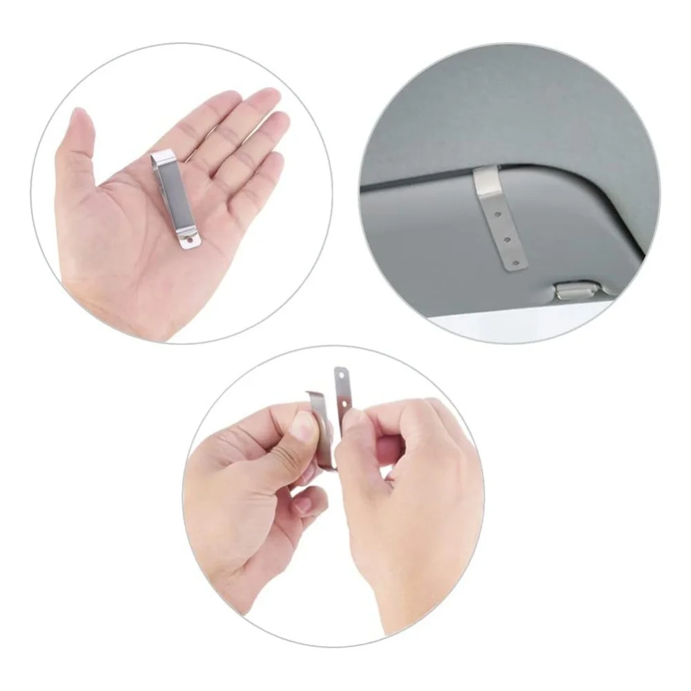 10pcs Stainless Steel Sun Visor Photo Clip Car Document Holder For Vehicle Interior Organization Accessories
