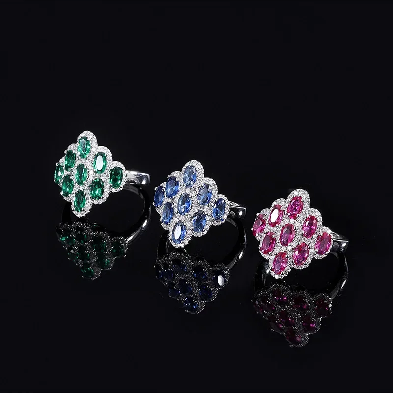 

Geometric Green Blue Crystal Creative Female Open Adjustable Ring Cubic Zircon Young Girls Indian Jewelry Dropshipping